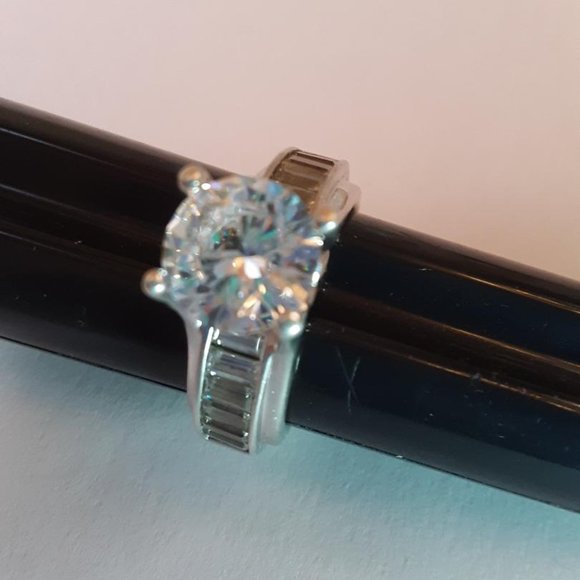 Signity Star Diamond and Baguette Sterling Ring By Michael Valitutti - Picture 1 of 16